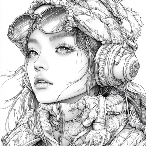 Cyberpunk Nature Coloring Page