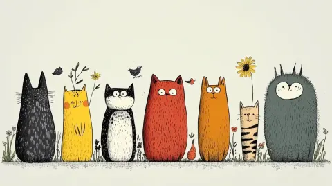 Cartoon Animals on Grass