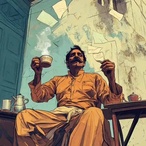 Illustrated Man at Chai Stall
