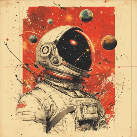 Astronaut Helmet Collage Design