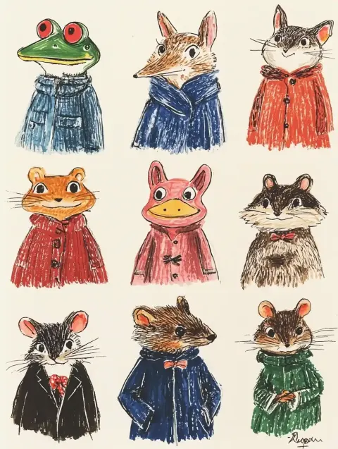 Cute Animals in Line