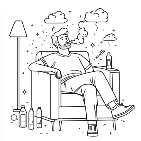 Cartoon Man on Couch