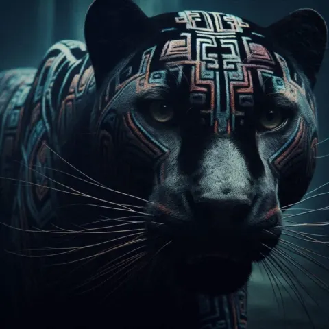 Black Panther With Aztec Fur Markings Cinematic Still