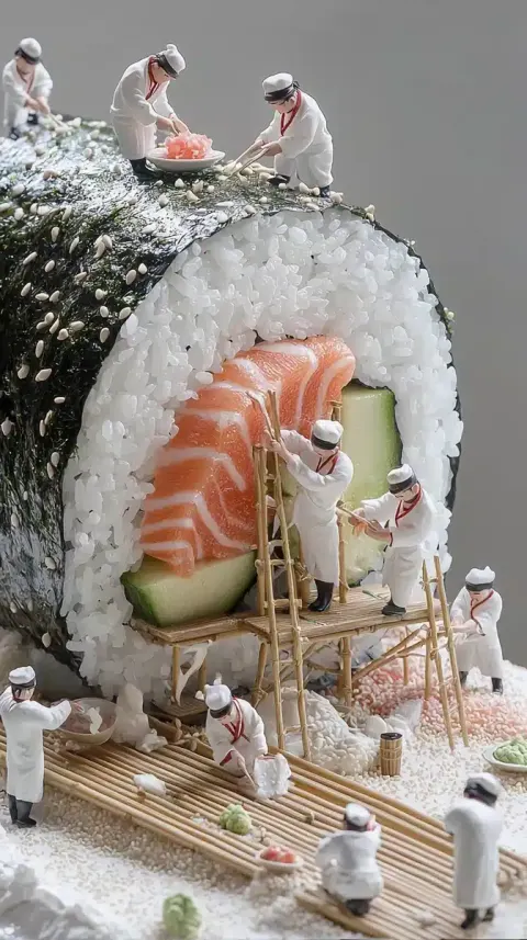 Macro Sushi Assembly Photography