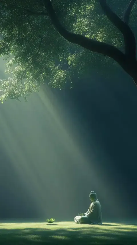 Glowing Buddha Under Bodhi Tree