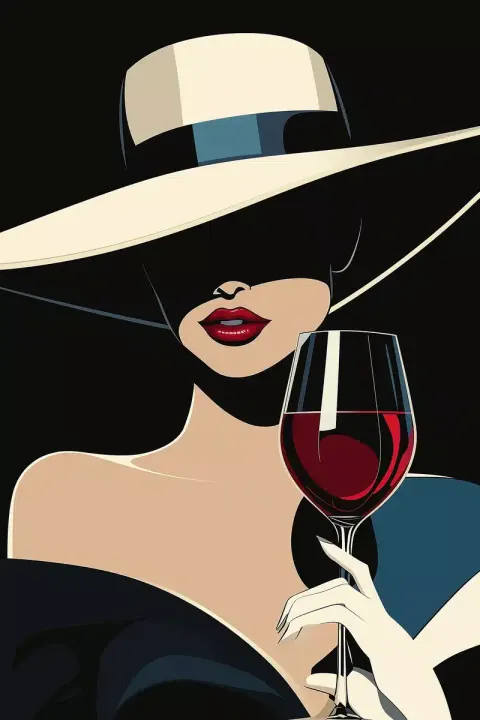 Elegant Woman with Wine