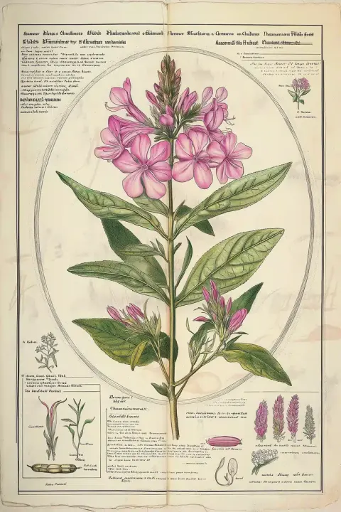 Vintage Botanical Fireweed Illustration