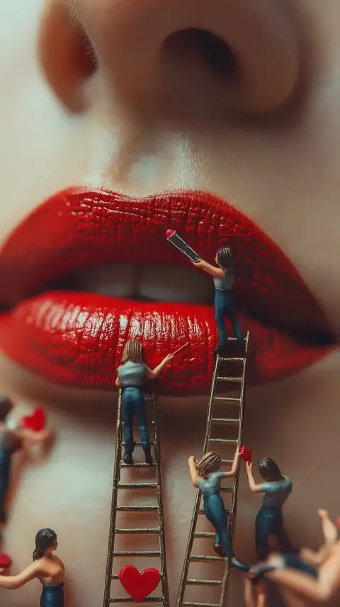 Hyperrealistic Woman with Miniature Artists