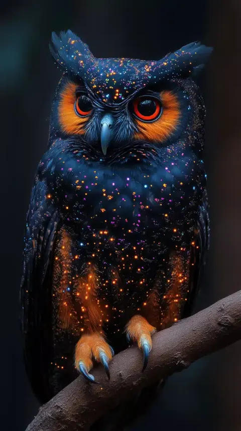 Black Owl with Sparkles
