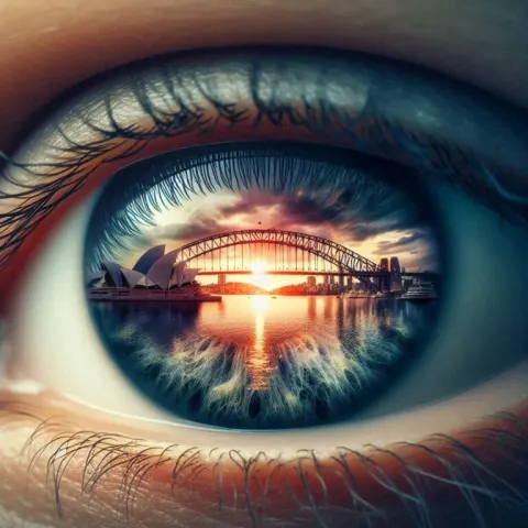 Human Eye Reflecting Sydney Harbour Sunset Anthotype