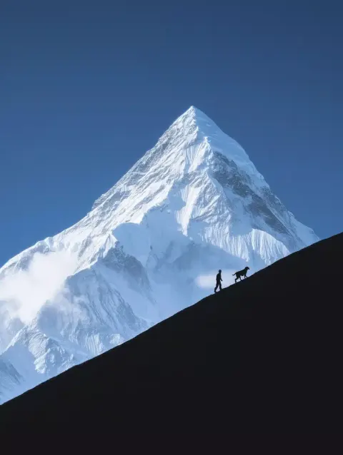 Snowy Mountain with Silhouettes