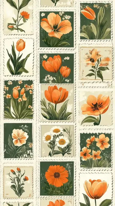 Vintage Botanical Stamp Pattern