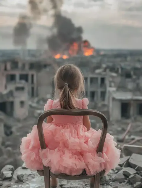 Child in Ruins Surreal Contrast