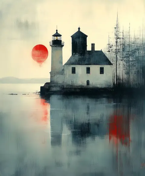 Stylised Ink Wash Lighthouse