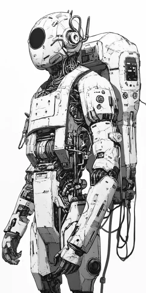 Detailed Line Art Robot