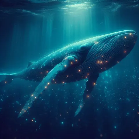 Giant Glowing Whale Creature in Deep Ocean Cinematic