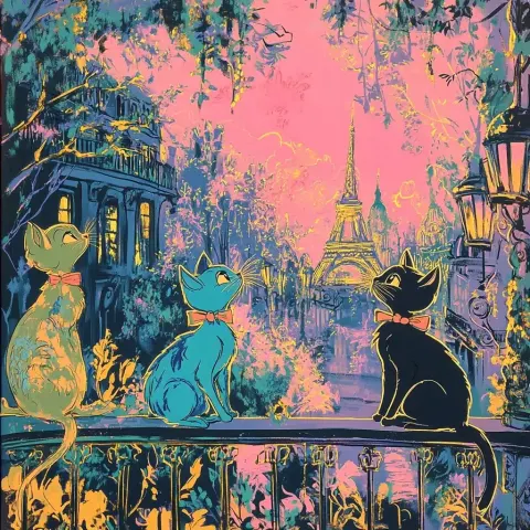 Neon Aristocats in Paris