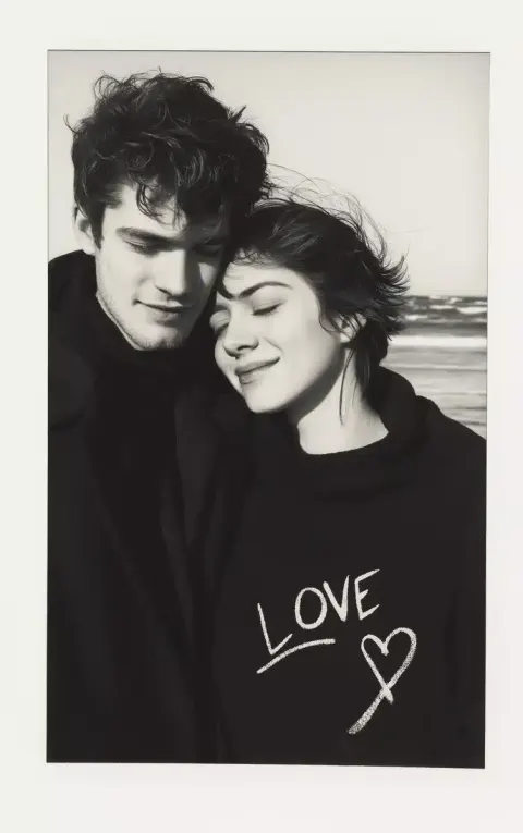 Polaroid Embrace with Heart