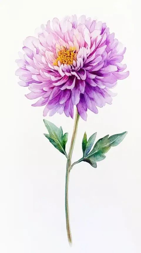 Watercolor Aster Flower