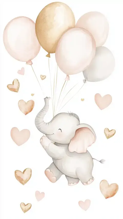Watercolor Baby Elephant Balloons