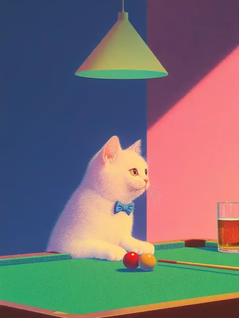 Kitten Pool Game Art Deco