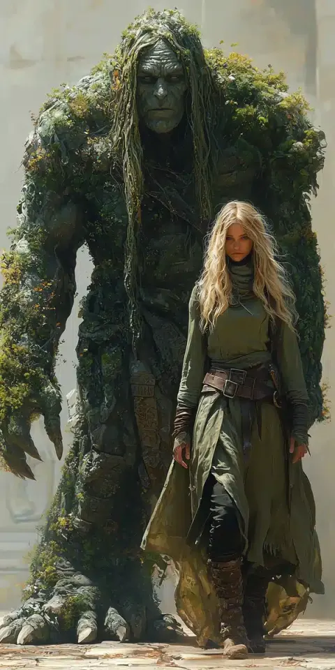 Elven Warrior with Golem