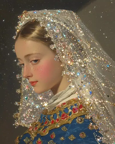 Veiled Maiden Under Moonlight