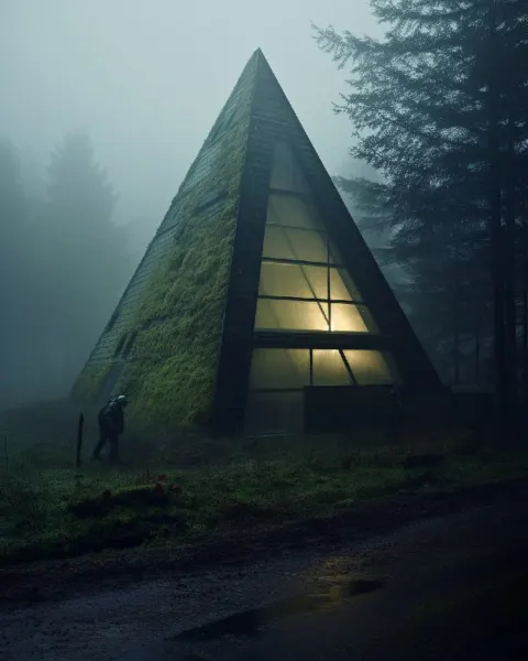 Foggy Dieselpunk Mountain Campsite Eerie Scene
