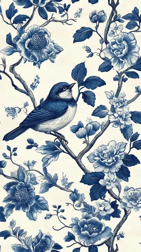 Blue Toile Wallpaper Vector