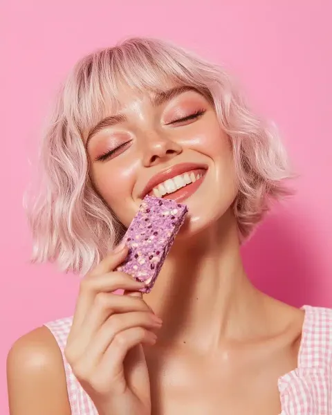 Model with Granola Bar