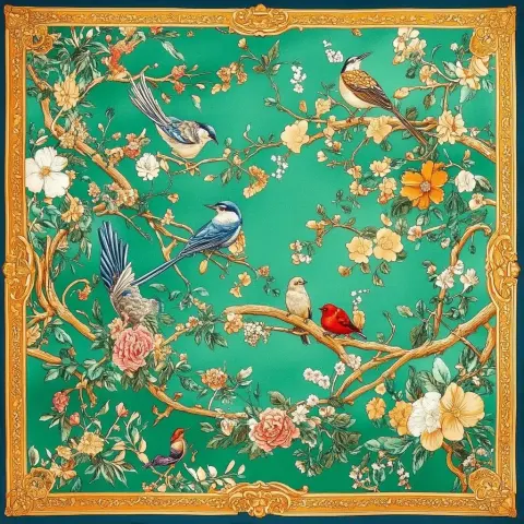 Korean Graphic Silk Scarf