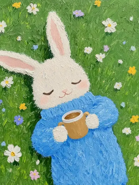 Impressionist Bunny in Sweater