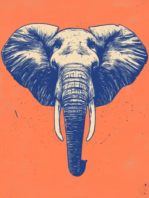Gritty Elephant on Orange