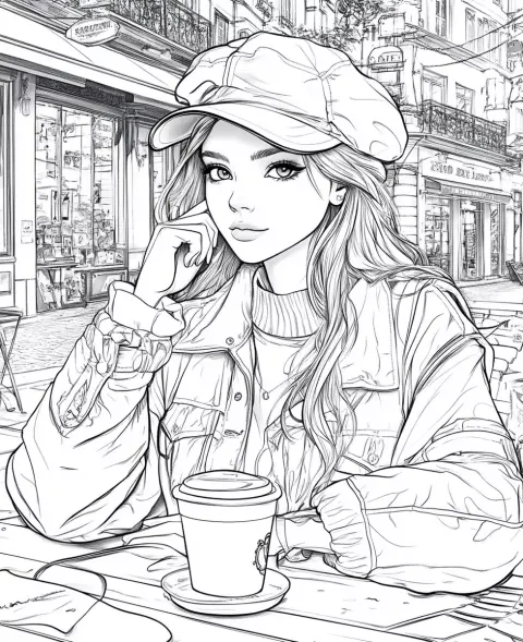 Hipster Fashion Illustration Caf