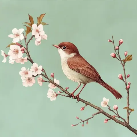 Nightingale on Cherry Blossom