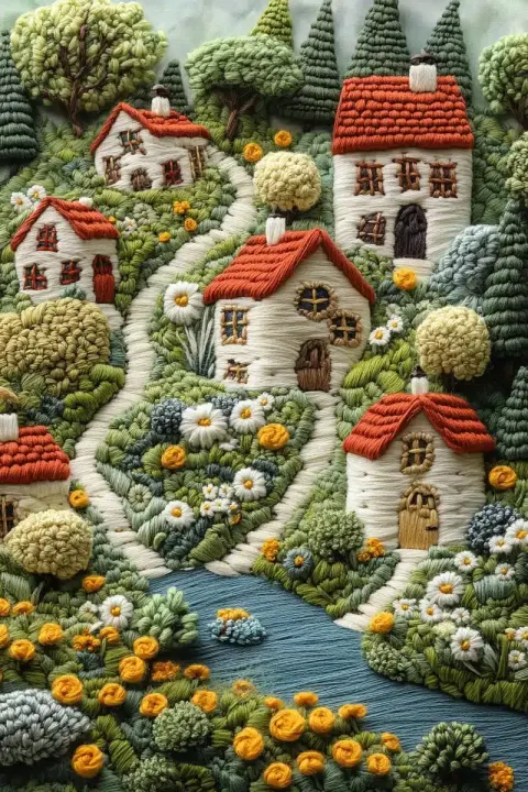 Felt Craft Village Scene