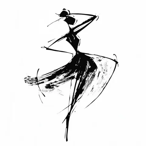 Minimalist Ink Dance Figure