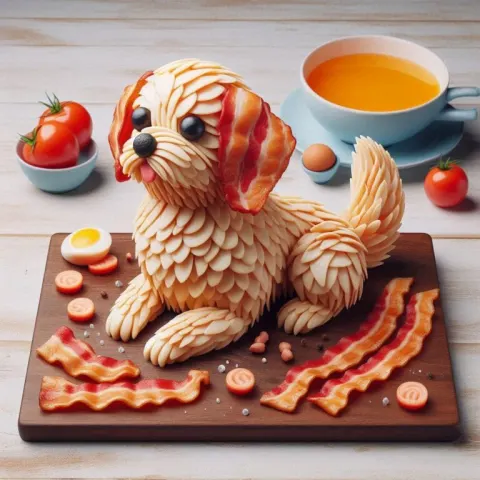 Dog Shaped Roast Chicken With Bacon Culinary Art