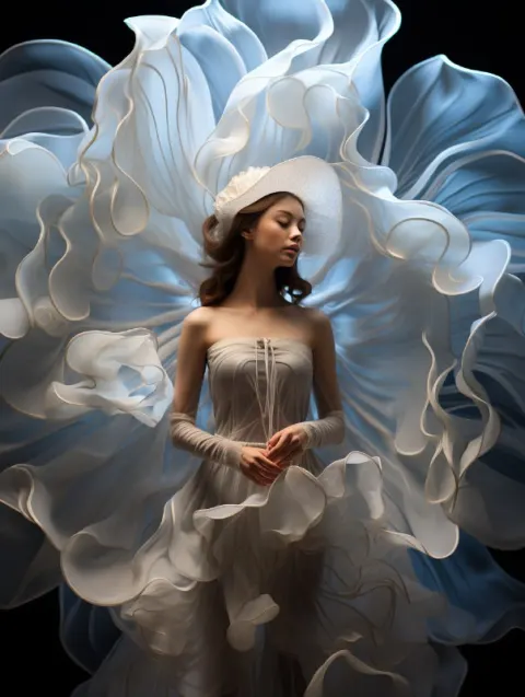 Woman Before Giant Flower Ethereal Rim-Lit Portrait