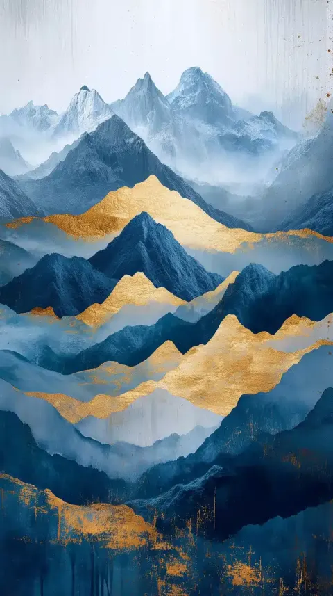 Gold and Blue Mountains Decor