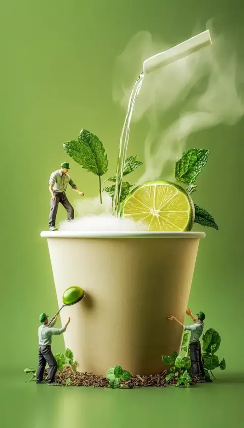 Realistic Tea Preparation Scene