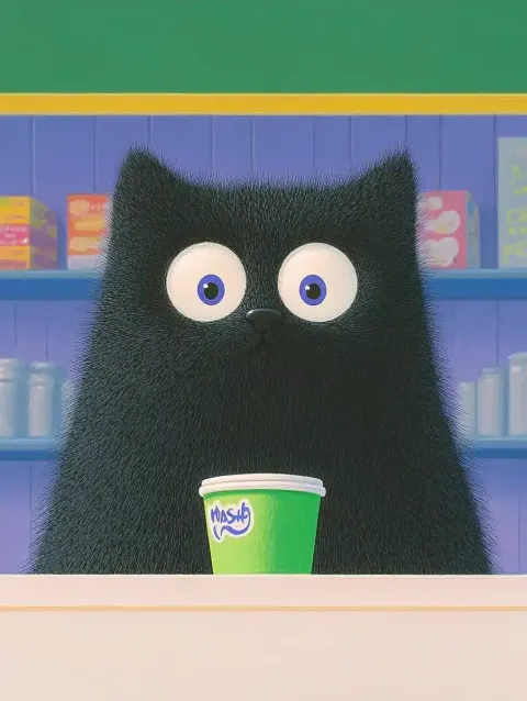 Detailed Kitten Coffee Scene