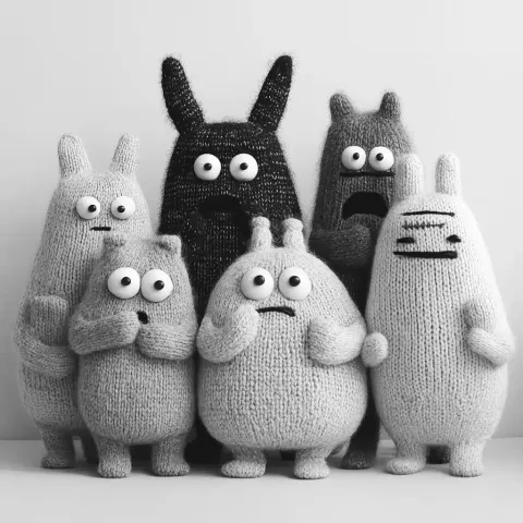 Knitted Creatures in Monochrome