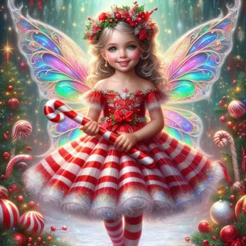 Candy Cane Fairy Christmas Illustration