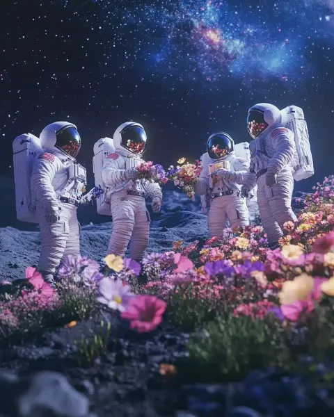 Cinematic Astronauts on Moon
