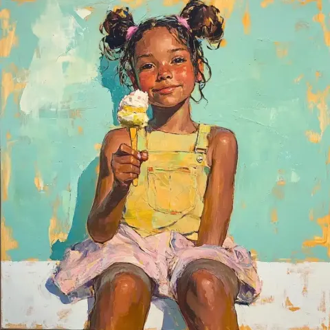 Minimalist Girl with Ice Cream