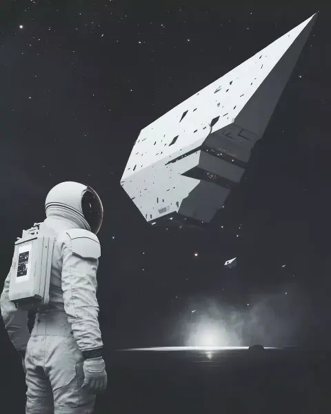 Minimalist Sci-Fi Astronaut Scene