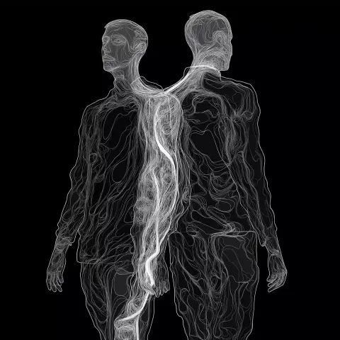 Intertwined Men in Surrealism