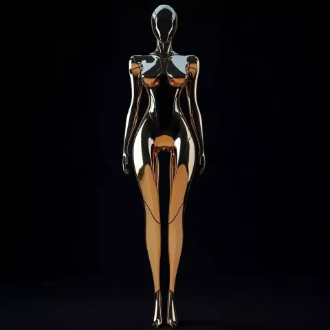 Futuristic Bronze Robot Woman