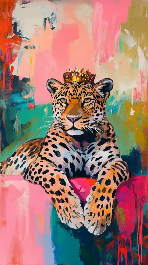 Regal Leopard in Basquiat Style